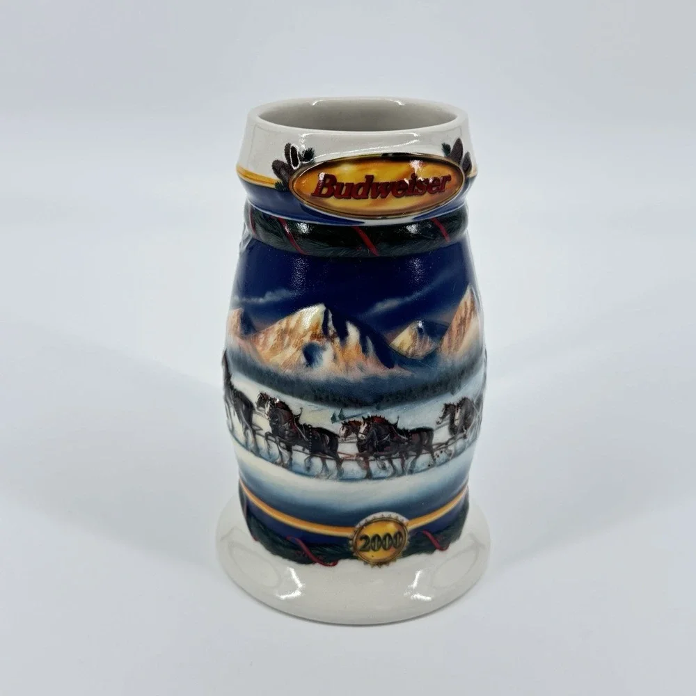 Budweiser Beer Stein Mug 2000 Holiday CS416 Holiday in the Mountains Clydesdales